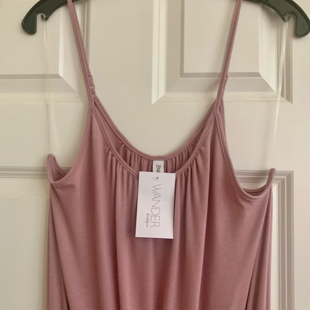 ZENANA XL jump suit. Dusty rose color, soft T shirt fabric.